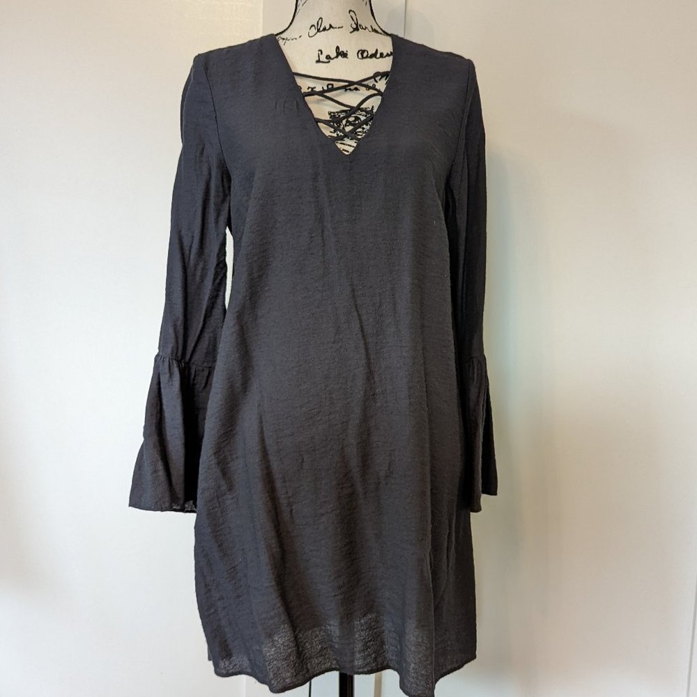 H&M Dark Gray Bell Sleeve Dress - 10